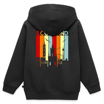 Écosse - Sweat Premium à capuche zippé enfant bio - noir - Dos - AI Model Kid Male (0cm)