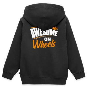 Rollstuhl - Kinder Premium Organic Zip Hoodie - Schwarz - Hinten - AI Model Kid Male (0cm)