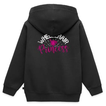 Fauteuil roulant princesse en fauteuil roulant - Sweat Premium à capuche zippé enfant bio - noir - Dos - AI Model Kid Male (0cm)