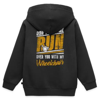 fauteuil roulant - Sweat Premium à capuche zippé enfant bio - noir - Dos - AI Model Kid Male (0cm)