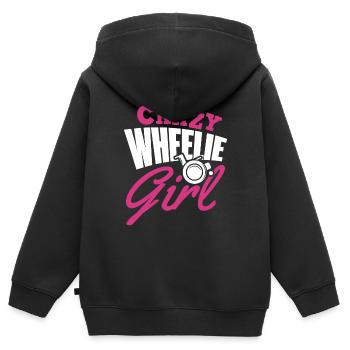 Rollstuhl Mädchen - Kinder Premium Organic Zip Hoodie - Schwarz - Hinten - AI Model Kid Male (0cm)