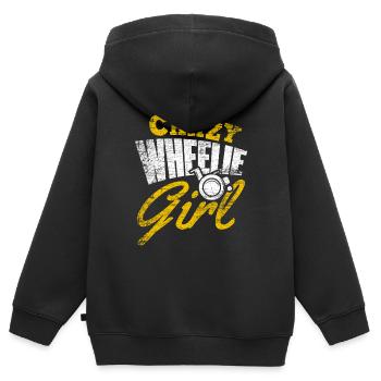 Rollstuhl Mädchen - Kinder Premium Organic Zip Hoodie - Schwarz - Hinten - AI Model Kid Male (0cm)