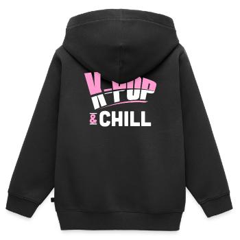 K-Pop - Sweat Premium à capuche zippé enfant bio - noir - Dos - AI Model Kid Male (0cm)