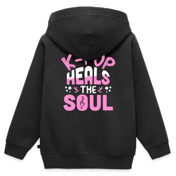 K-Pop - Sweat Premium à capuche zippé enfant bio - noir - Dos - AI Model Kid Male (0cm)