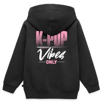 K-Pop - Kinder Premium Organic Zip Hoodie - Schwarz - Hinten - AI Model Kid Male (0cm)