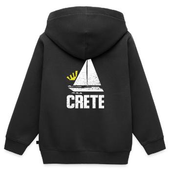 Crète - Sweat Premium à capuche zippé enfant bio - noir - Dos - AI Model Kid Male (0cm)
