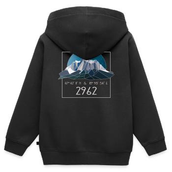 Zugspitze Allemagne Bavière Montagne 2692 m Low Poly - Sweat Premium à capuche zippé enfant bio - noir - Dos - AI Model Kid Male (0cm)