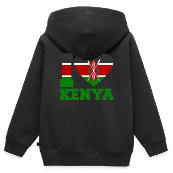 Kenia - Kinder Premium Organic Zip Hoodie - Schwarz - Hinten - AI Model Kid Male (0cm)