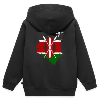 Kenia - Kinder Premium Organic Zip Hoodie - Schwarz - Hinten - AI Model Kid Male (0cm)