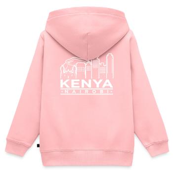 Kenia - Kinder Premium Organic Zip Hoodie - Rosa - Hinten - AI Model Kid Female (0cm)
