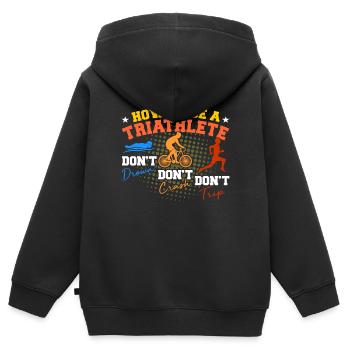 Triathlon - Sweat Premium à capuche zippé enfant bio - noir - Dos - AI Model Kid Male (0cm)
