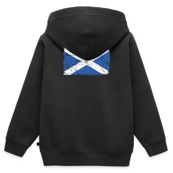 Écosse - Sweat Premium à capuche zippé enfant bio - noir - Dos - AI Model Kid Male (0cm)