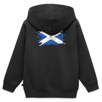 Écosse - Sweat Premium à capuche zippé enfant bio - noir - Dos - AI Model Kid Male (0cm)