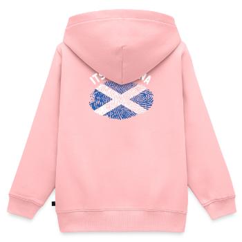 Écosse - Sweat Premium à capuche zippé enfant bio - rose - Dos - AI Model Kid Female (0cm)