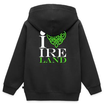 Irland - Kinder Premium Organic Zip Hoodie - Schwarz - Hinten - AI Model Kid Male (0cm)