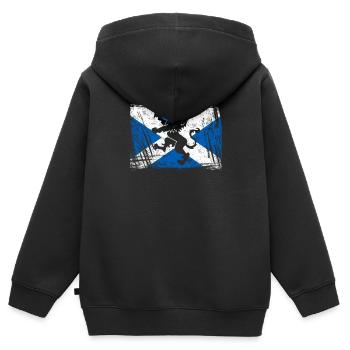 Écosse - Sweat Premium à capuche zippé enfant bio - noir - Dos - AI Model Kid Male (0cm)