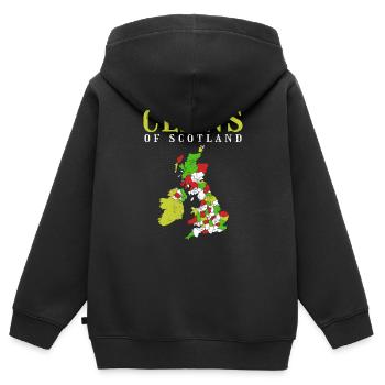 Écosse - Sweat Premium à capuche zippé enfant bio - noir - Dos - AI Model Kid Male (0cm)