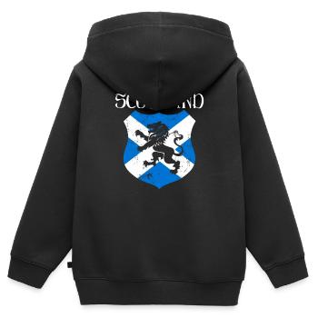 Écosse - Sweat Premium à capuche zippé enfant bio - noir - Dos - AI Model Kid Male (0cm)