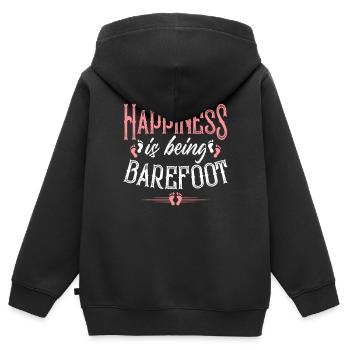 Barfuß Fußabdruck - Kinder Premium Organic Zip Hoodie - Schwarz - Hinten - AI Model Kid Male (0cm)