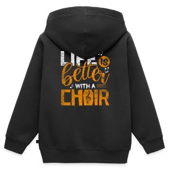 chorale - Sweat Premium à capuche zippé enfant bio - noir - Dos - AI Model Kid Male (0cm)