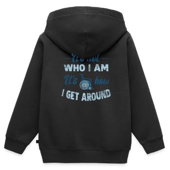 Rollstuhl - Kinder Premium Organic Zip Hoodie - Schwarz - Hinten - AI Model Kid Male (0cm)