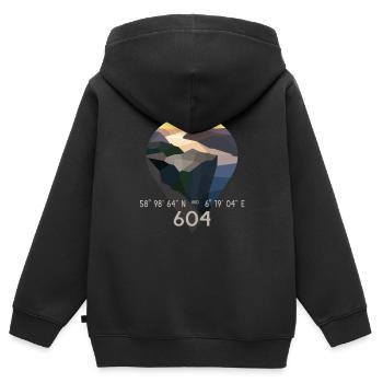 Kanzel Preikestolen Prekestolen 604 Norwegen Norge - Kinder Premium Organic Zip Hoodie - Schwarz - Hinten - AI Model Kid Male (0cm)