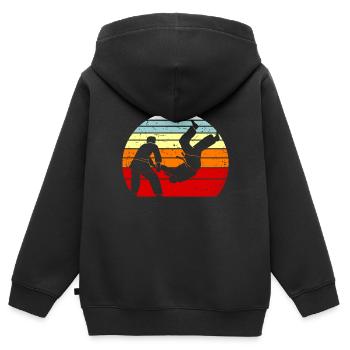 Judo Kampfkunst Kampfsportler - Kinder Premium Organic Zip Hoodie - Schwarz - Hinten - AI Model Kid Male (0cm)