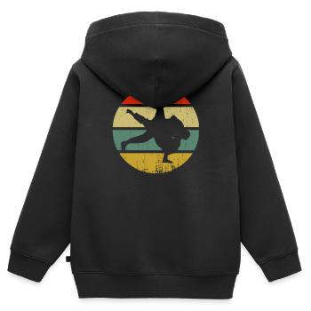 judo - Sweat Premium à capuche zippé enfant bio - noir - Dos - AI Model Kid Male (0cm)