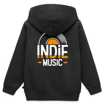 Musique indépendante - Sweat Premium à capuche zippé enfant bio - noir - Dos - AI Model Kid Male (0cm)
