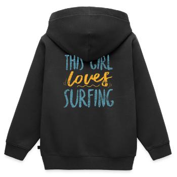 Surfergirl Surfer Mädchen - Kinder Premium Organic Zip Hoodie - Schwarz - Hinten - AI Model Kid Male (0cm)