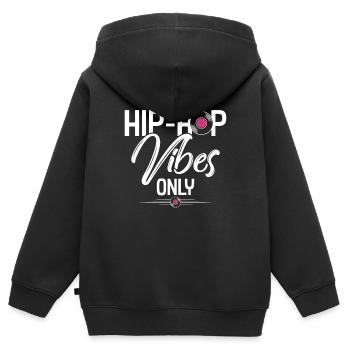 Hip hop - Sweat Premium à capuche zippé enfant bio - noir - Dos - AI Model Kid Male (0cm)