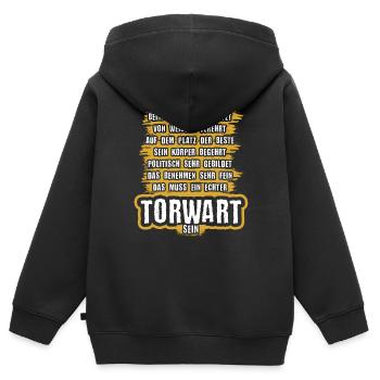 Torwart - Kinder Premium Organic Zip Hoodie - Schwarz - Hinten - AI Model Kid Male (0cm)