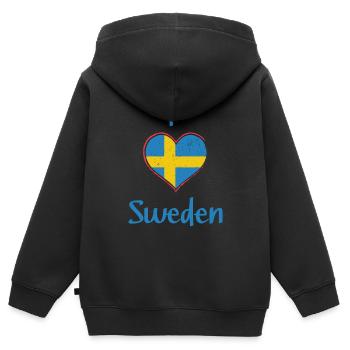 Suède - Sweat Premium à capuche zippé enfant bio - noir - Dos - AI Model Kid Male (0cm)