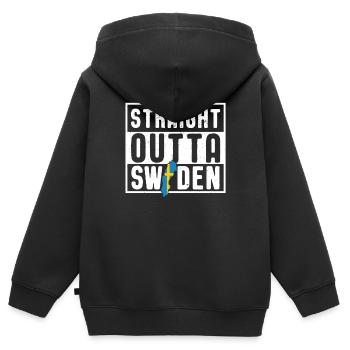 Suède - Sweat Premium à capuche zippé enfant bio - noir - Dos - AI Model Kid Male (0cm)