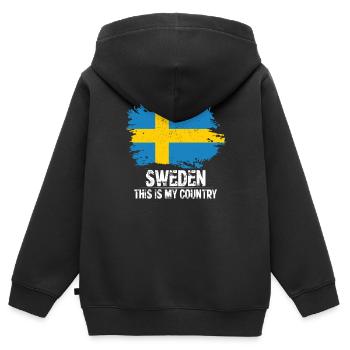 Suède - Sweat Premium à capuche zippé enfant bio - noir - Dos - AI Model Kid Male (0cm)