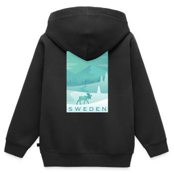 Suède - Sweat Premium à capuche zippé enfant bio - noir - Dos - AI Model Kid Male (0cm)