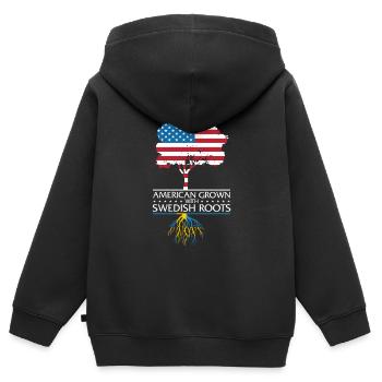 Suède - Sweat Premium à capuche zippé enfant bio - noir - Dos - AI Model Kid Male (0cm)