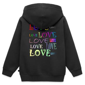 Love - Kinder Premium Organic Zip Hoodie - Schwarz - Hinten - AI Model Kid Male (0cm)