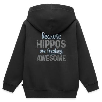 hippopotame - Sweat Premium à capuche zippé enfant bio - noir - Dos - AI Model Kid Male (0cm)