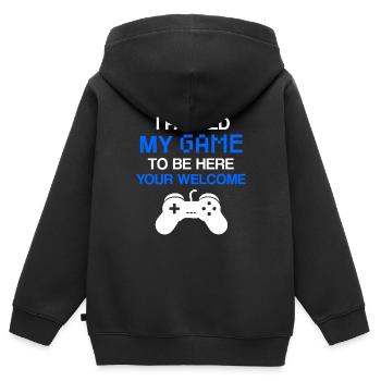 Jeux vidéo sur les jeux vidéo - Sweat Premium à capuche zippé enfant bio - noir - Dos - AI Model Kid Male (0cm)