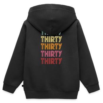 30e anniversaire - Sweat Premium à capuche zippé enfant bio - noir - Dos - AI Model Kid Male (0cm)