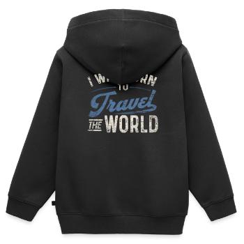 Reisen - Kinder Premium Organic Zip Hoodie - Schwarz - Hinten - AI Model Kid Male (0cm)