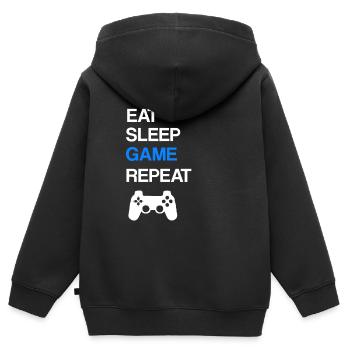 Jeux vidéo sur les jeux vidéo - Sweat Premium à capuche zippé enfant bio - noir - Dos - AI Model Kid Male (0cm)