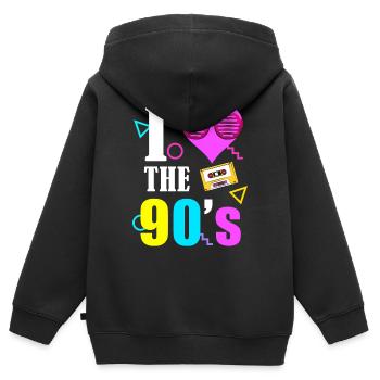 90er Jahre 80er 90s 80s - Kinder Premium Organic Zip Hoodie - Schwarz - Hinten - AI Model Kid Male (0cm)