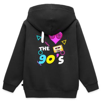 80s 80er 90s 90er Jahre - Kinder Premium Organic Zip Hoodie - Schwarz - Hinten - AI Model Kid Male (0cm)