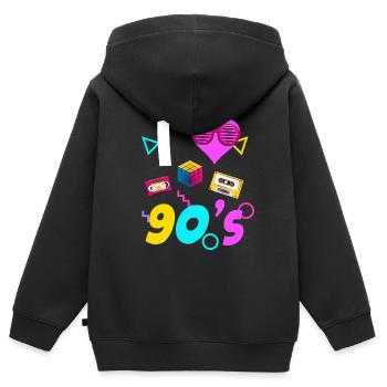 90s 90s 80s 80s - Sweat Premium à capuche zippé enfant bio - noir - Dos - AI Model Kid Male (0cm)