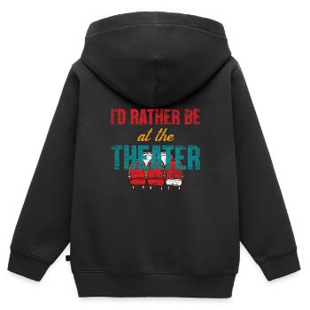 Theater - Kinder Premium Organic Zip Hoodie - Schwarz - Hinten - AI Model Kid Male (0cm)