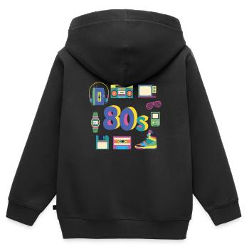 80s 90s 80s 90s - Sweat Premium à capuche zippé enfant bio - noir - Dos - AI Model Kid Male (0cm)
