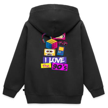 80s 90s 80s 90s - Sweat Premium à capuche zippé enfant bio - noir - Dos - AI Model Kid Male (0cm)