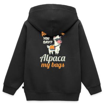 Aventure aventure voyage backpacker camping - Sweat Premium à capuche zippé enfant bio - noir - Dos - AI Model Kid Male (0cm)